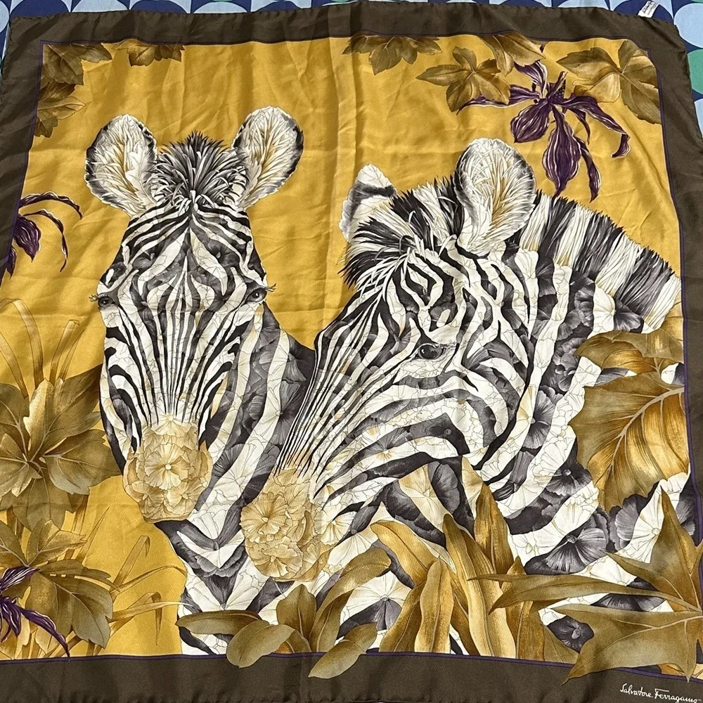Salvatore Ferragamo Zebra Print Silk Scarf